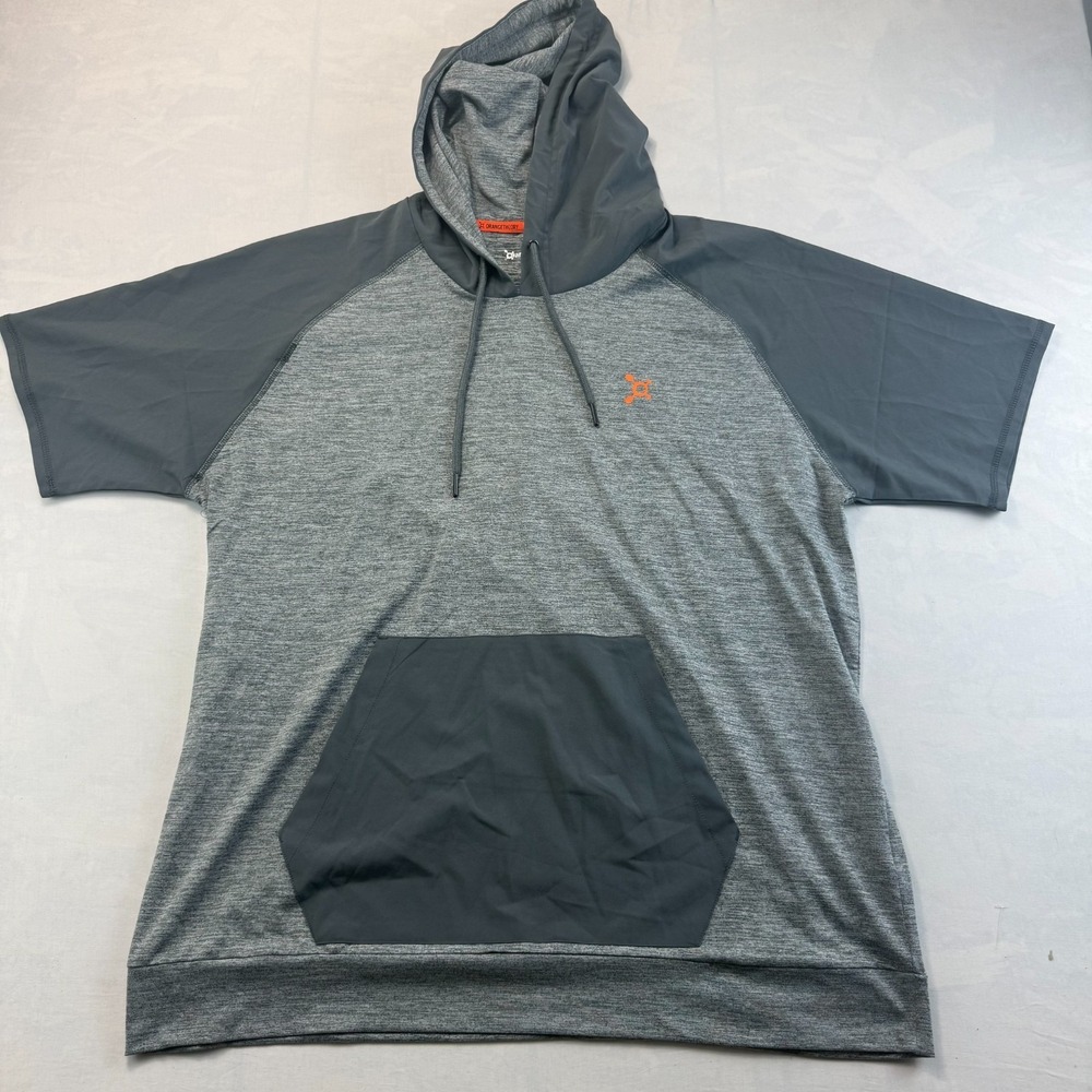 Orangetheory Fitness Shirt Mens 2XL Gray Heather Short Sleeve Hooded Athletic